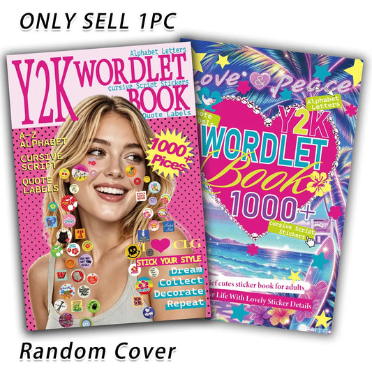 Random Cover 1000+ Pieces Y2K Style Sticker Book, Vintage Stickers for DIY Scrapbooks, Notebook Decoration Manual, Stickers for Scrapbooking