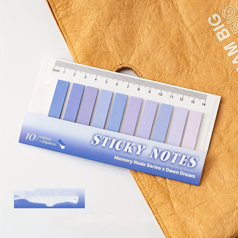 Colorful Index Sticky Notes, Writable Marking Stickers, High-Value Classification Labels, Ins-Style Sticky Notes with Loose-Leaf Ruler